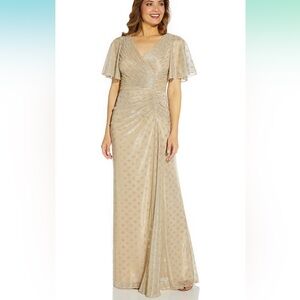 NWT Adrianna Papell Metallic Foil Gown